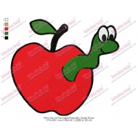 Worm Get out From Apple Embroidery Design 02